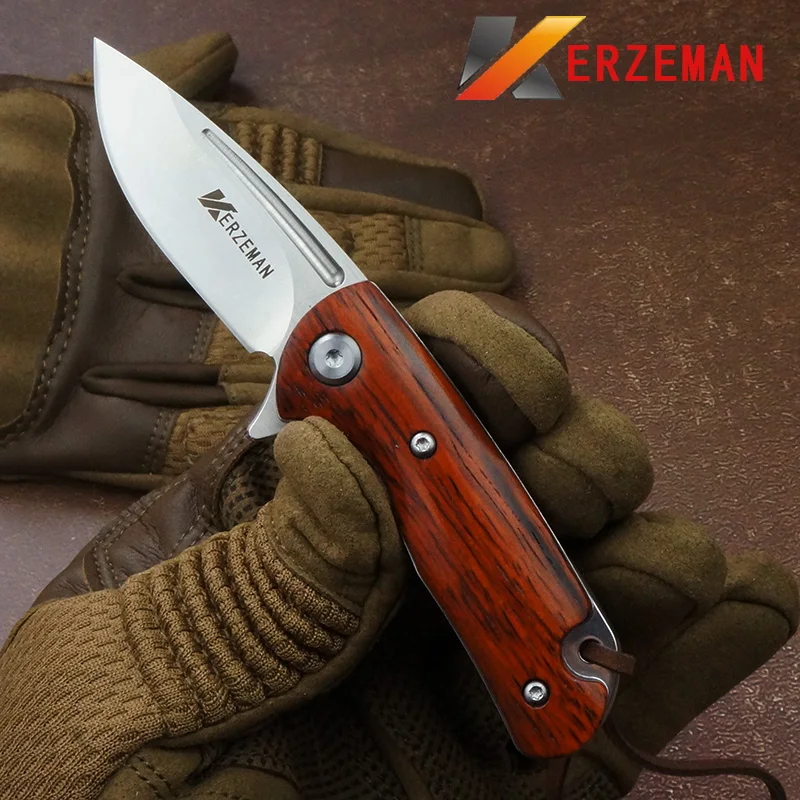 KERZEMAN D2 Blade Folding Knife Wood Handle Ball Bearing Outdoor Multifunctional EDC Tools Self-Defense Tactical Hunting Knives
KERZEMAN D2 Blade Folding Knife Wood Handle Ball Bearing Outdoor Multifunctional EDC Tools Self-Defense Tactical Hunting Knives
