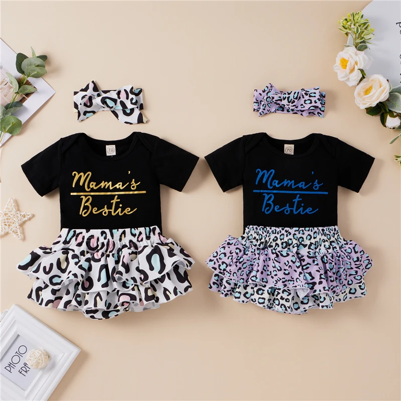 Newborn Baby Girls Clothing Fashion 3-piece Outfit Set Letter Print Romper+Leopard Shorts+Headband Set Toddler Girl Clothes Suit 
Newborn Baby Girls Clothing Fashion 3-piece Outfit Set Letter Print Romper+Leopard Shorts+Headband Set Toddler Girl Clothes Suit