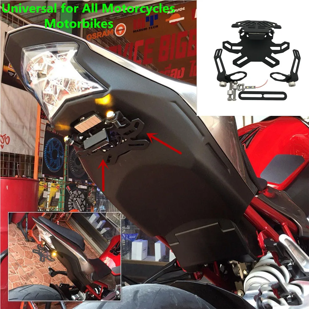 for Yamaha TFX150 M-SLAZ for Kawasaki Z125 R3 Accessories Motorcycle License Plate Bracket CNC Mount Frame With LED Plate Light
for Yamaha TFX150 M-SLAZ for Kawasaki Z125 R3 Accessories Motorcycle License Plate Bracket CNC Mount Frame With LED Plate Light