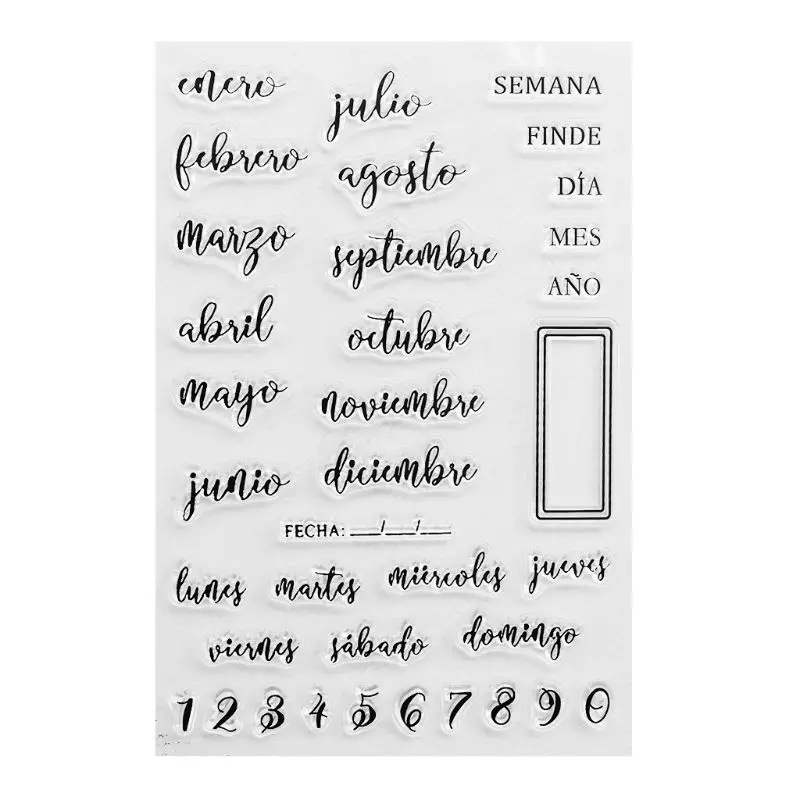 Spanish Dates Silicone Clear Seal Stamp DIY Scrapbooking Embossing Photo Album Decorative Paper Card Craft
Spanish Dates Silicone Clear Seal Stamp DIY Scrapbooking Embossing Photo Album Decorative Paper Card Craft