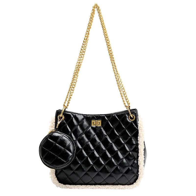 Women's Diamond Lattice Chain Bag One Shoulder Leather Package 2020 New Fashion Solid Color Large Capacity Bucket Bag D197
Women's Diamond Lattice Chain Bag One Shoulder Leather Package 2020 New Fashion Solid Color Large Capacity Bucket Bag D197