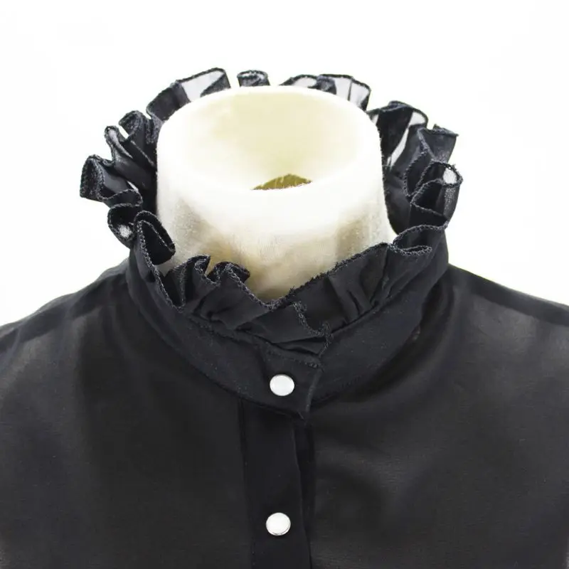 Women Pleated Ruffles Stand Fake Collar Soft Chiffon Detachable Half-Shirt Necklace Choker with Buttons Adjustable Strap
Women Pleated Ruffles Stand Fake Collar Soft Chiffon Detachable Half-Shirt Necklace Choker with Buttons Adjustable Strap