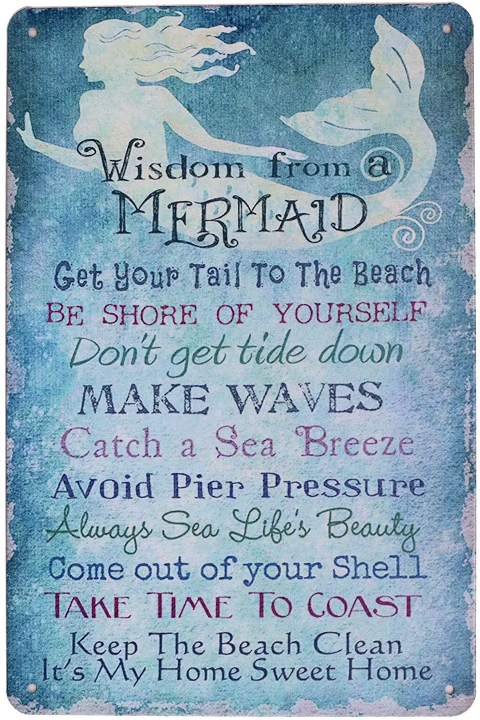 ARTCLUB Wisdom from a Mermaid Keep The Beach Clean Metal Tin Sign винтажная табличка постер домашний декор для стен
ARTCLUB Wisdom from a Mermaid Keep The Beach Clean Metal Tin Sign винтажная табличка постер домашний декор для стен