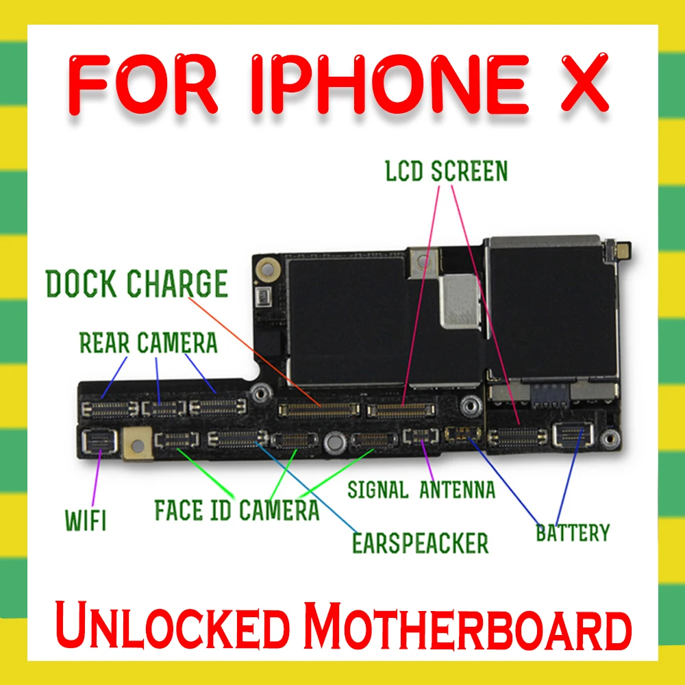 Заводская разблокированная материнская плата для iphone X без Face ID бесплатный iCloud x с