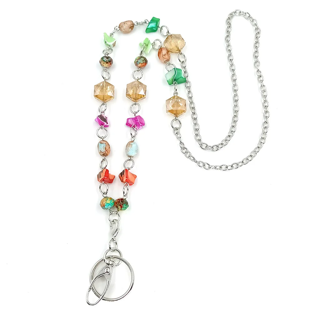 2pcs Lot Colorful Glass Beads Shell Key Chain Women's Fashion Jewelry Necklace Lanyards with ID Holder Keychain Holder Badge
2pcs Lot Colorful Glass Beads Shell Key Chain Women's Fashion Jewelry Necklace Lanyards with ID Holder Keychain Holder Badge
