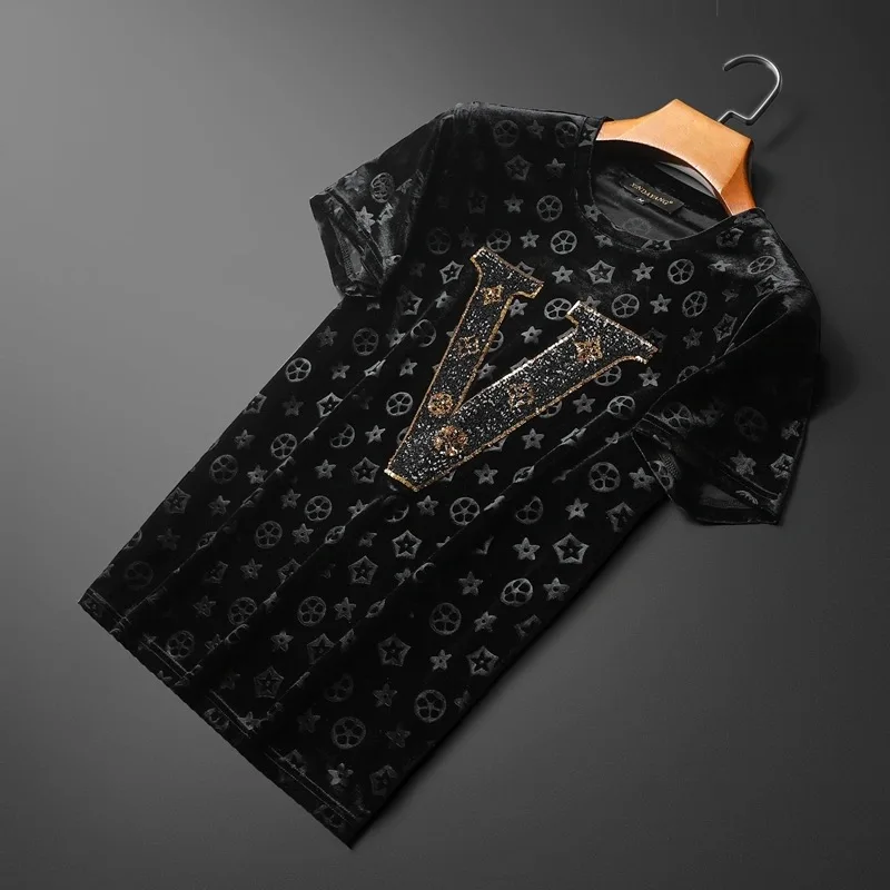 Men's t-shirt 2021 spring new trendy brand trend gold velvet personalized embroidery inner short-sleeved t-shirt
Men's t-shirt 2021 spring new trendy brand trend gold velvet personalized embroidery inner short-sleeved t-shirt