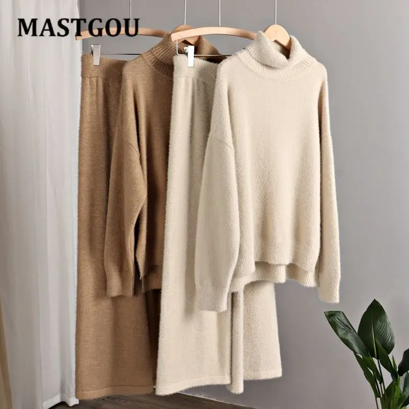 Зимний толстый пушистый женский свитер большого размера MASTGOU, спортивные костюмы, кашемировый свитер, комплект из 2 предметов, прямые брюки ... 
Зимний толстый пушистый женский свитер большого размера MASTGOU, спортивные костюмы, кашемировый свитер, комплект из 2 предметов, прямые брюки ...