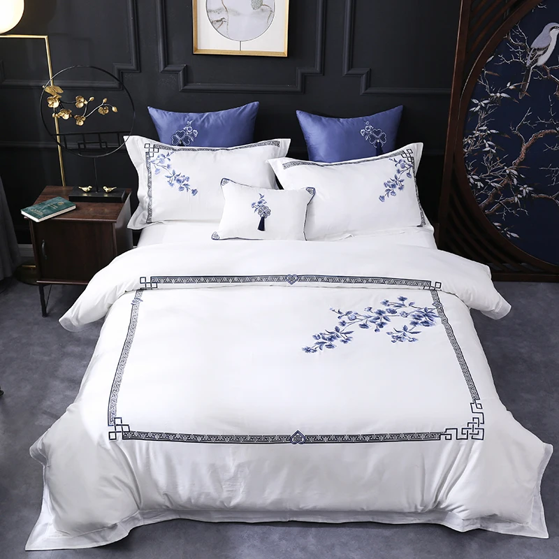 Embroidery Floral Birds Duvet Cover White Luxury 600TC Egyptian Cotton Ultra Soft Bedding set Bed sheet King Size Queen 4/7Pcs
Embroidery Floral Birds Duvet Cover White Luxury 600TC Egyptian Cotton Ultra Soft Bedding set Bed sheet King Size Queen 4/7Pcs
