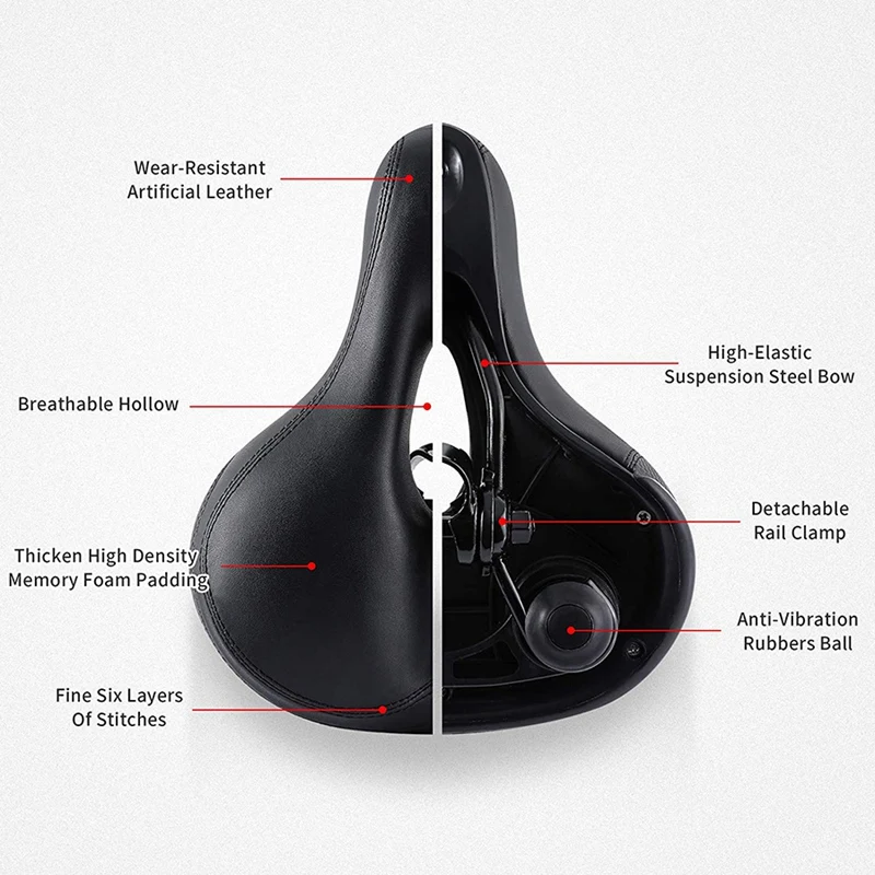 Comfort Bike Bicycle Saddle Replacement Padded Soft Memory Foam with Shock Absorbing Rubber Balls Seat for MTB Bike
Comfort Bike Bicycle Saddle Replacement Padded Soft Memory Foam with Shock Absorbing Rubber Balls Seat for MTB Bike