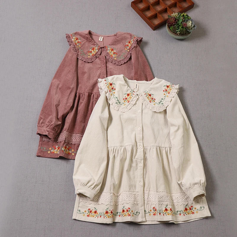 Sweet Embroidery Flower Collar Single Breasted Tops Women Long Sleeve Casual Corduroy Shirt Top Female Daily Wear Ht150201
Sweet Embroidery Flower Collar Single Breasted Tops Women Long Sleeve Casual Corduroy Shirt Top Female Daily Wear Ht150201