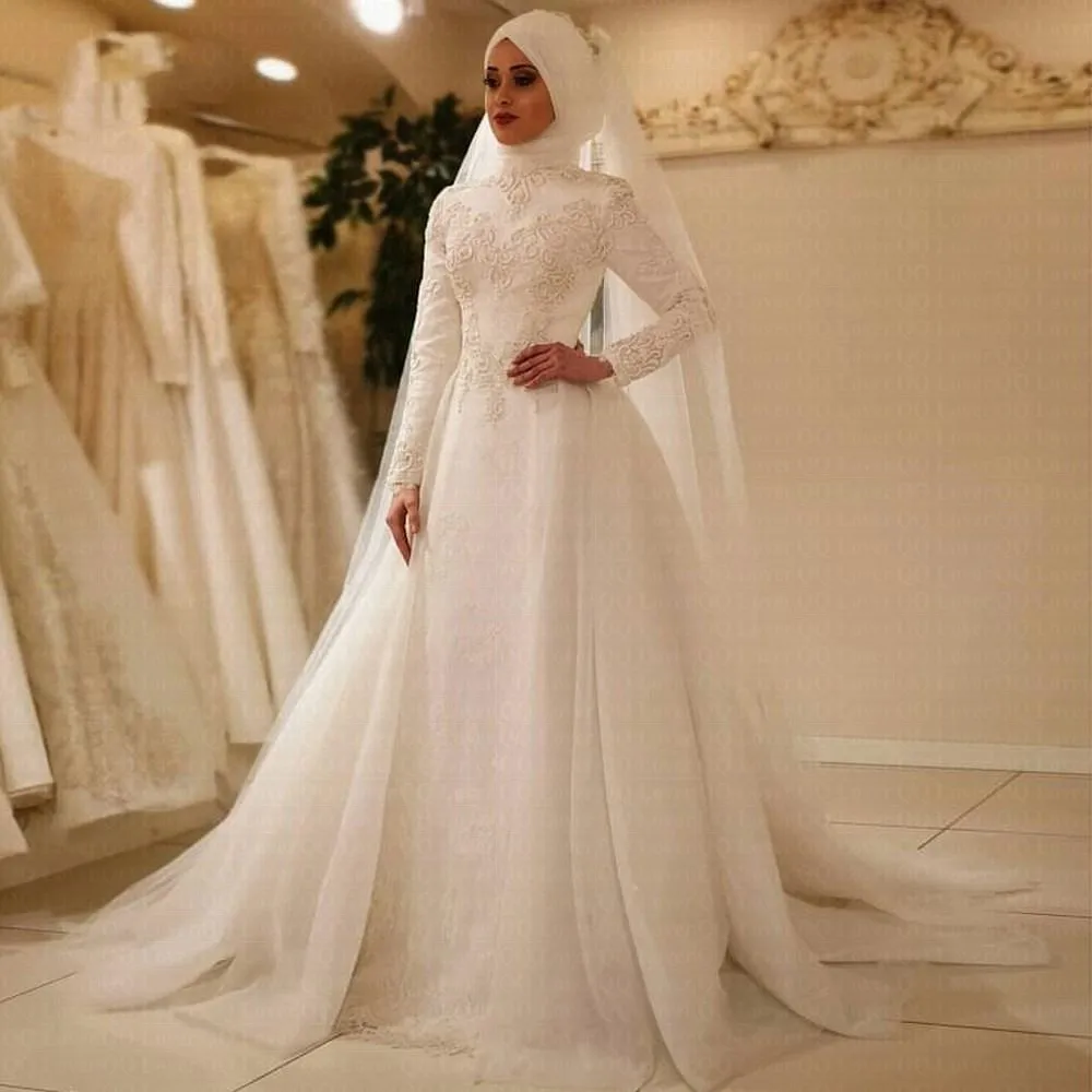 Vestido De Noiva 2020 Elegant Long Sleeve O Neck Muslim Wedding Dresses Tulle Zipper Back Lace Islamic Wedding Gowns
Vestido De Noiva 2020 Elegant Long Sleeve O Neck Muslim Wedding Dresses Tulle Zipper Back Lace Islamic Wedding Gowns