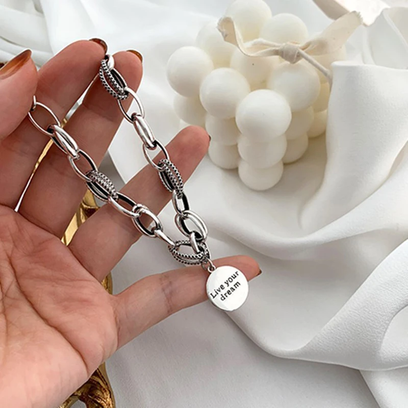 Ins Vintage Silver Korean Love Pendant Bracelet Retro Thai Silver Thick Chain Round Letter Bracelet Female Jewelry
Ins Vintage Silver Korean Love Pendant Bracelet Retro Thai Silver Thick Chain Round Letter Bracelet Female Jewelry