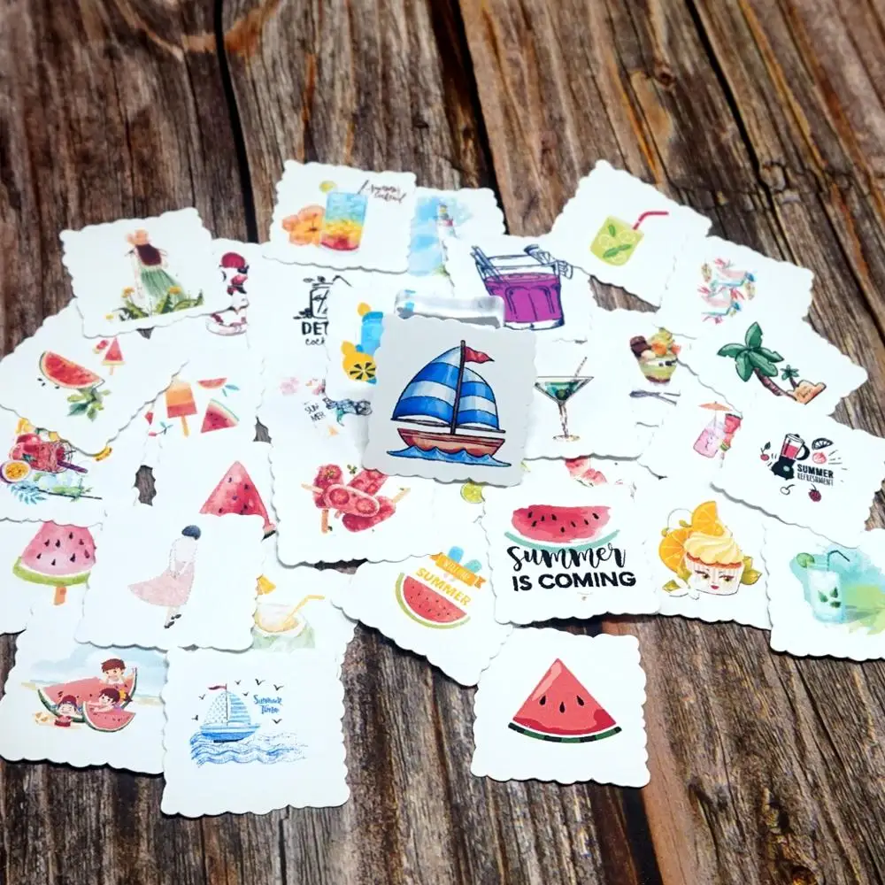 35pcs Summer Style Adhensive Waterproof Stickers DIY Surfboard Car Skateboard Guitar Laptop Phone Luggage Sticker Gift Toy | Игрушки и