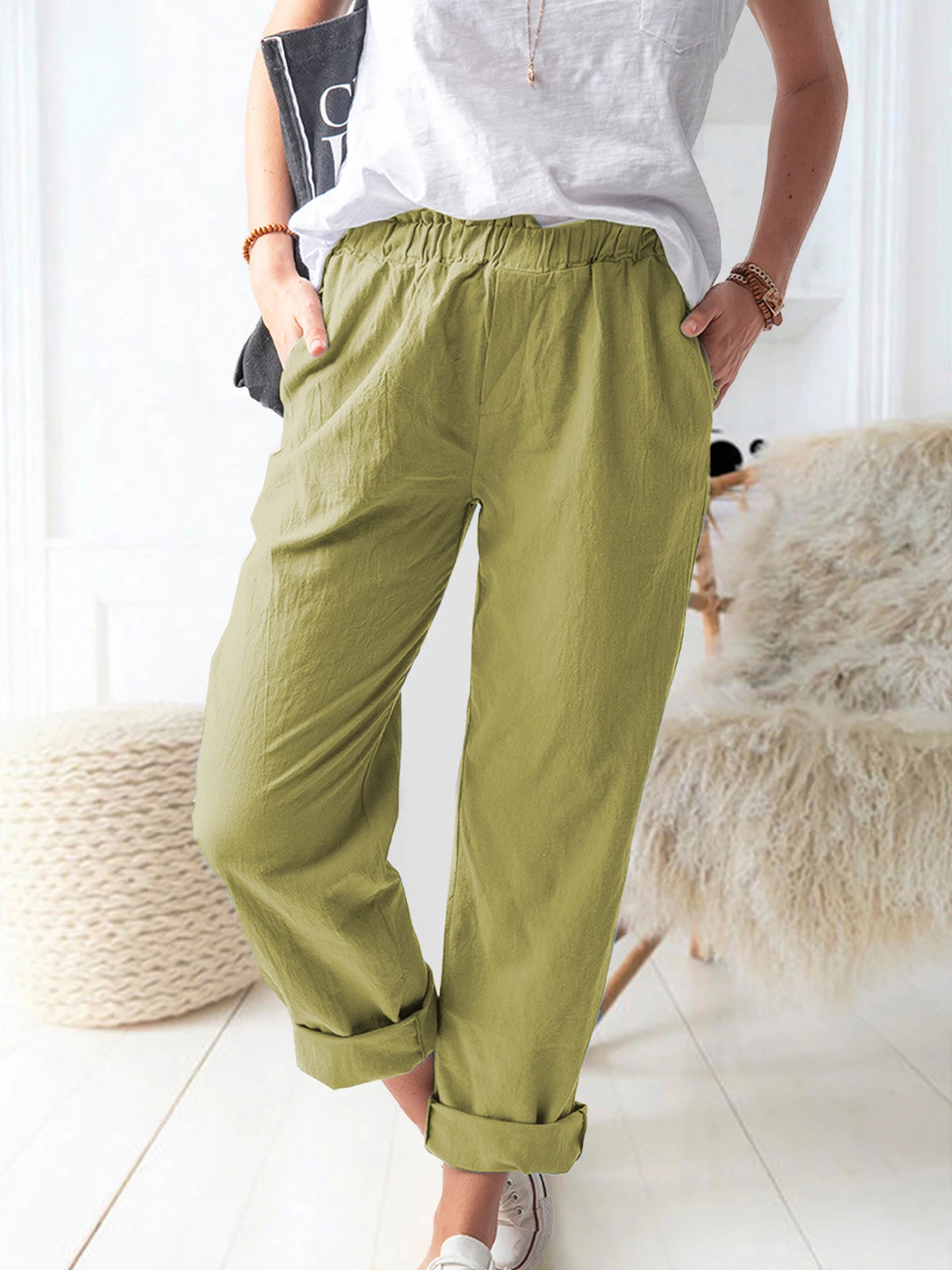 2021 women's summer new style solid color elastic high waist straight trousers ladies fashion cotton linen pocket casual pants
2021 women's summer new style solid color elastic high waist straight trousers ladies fashion cotton linen pocket casual pants