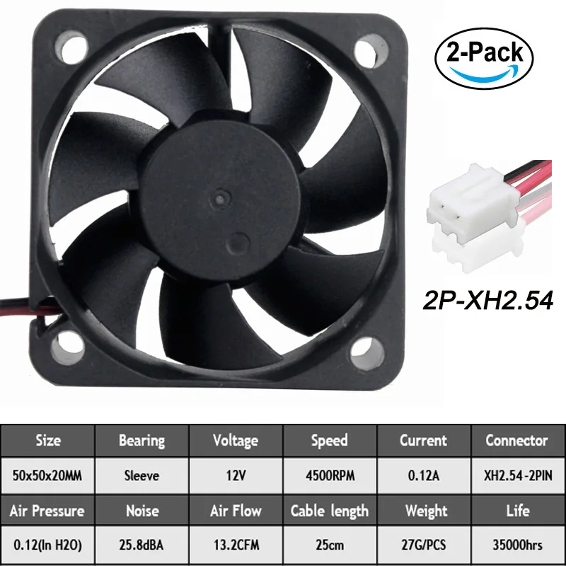 Gdstime New 2Pcs/lot DC 12V 50x50x20mm 5020 Brushless Cooling Fan 50mm x 20mm for Computer Case CPU Cooler
Gdstime New 2Pcs/lot DC 12V 50x50x20mm 5020 Brushless Cooling Fan 50mm x 20mm for Computer Case CPU Cooler
