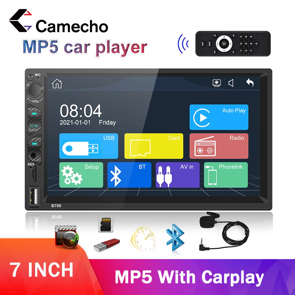 Автомобильный мультимедийный плеер Camecho, универсальная стереомагнитола с MP5, 7 дюймов, поддержка TF/USB, FM-радио, Wince
Автомобильный мультимедийный плеер Camecho, универсальная стереомагнитола с MP5, 7 дюймов, поддержка TF/USB, FM-радио, Wince