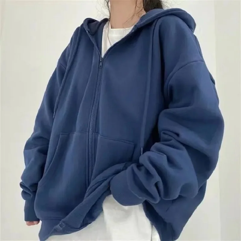 Women goth Harajuku Solid color sweater Plush thick zipper hoodie loose Female Sweatshirts Oversized hoodie kawaii clothes tops
Women goth Harajuku Solid color sweater Plush thick zipper hoodie loose Female Sweatshirts Oversized hoodie kawaii clothes tops