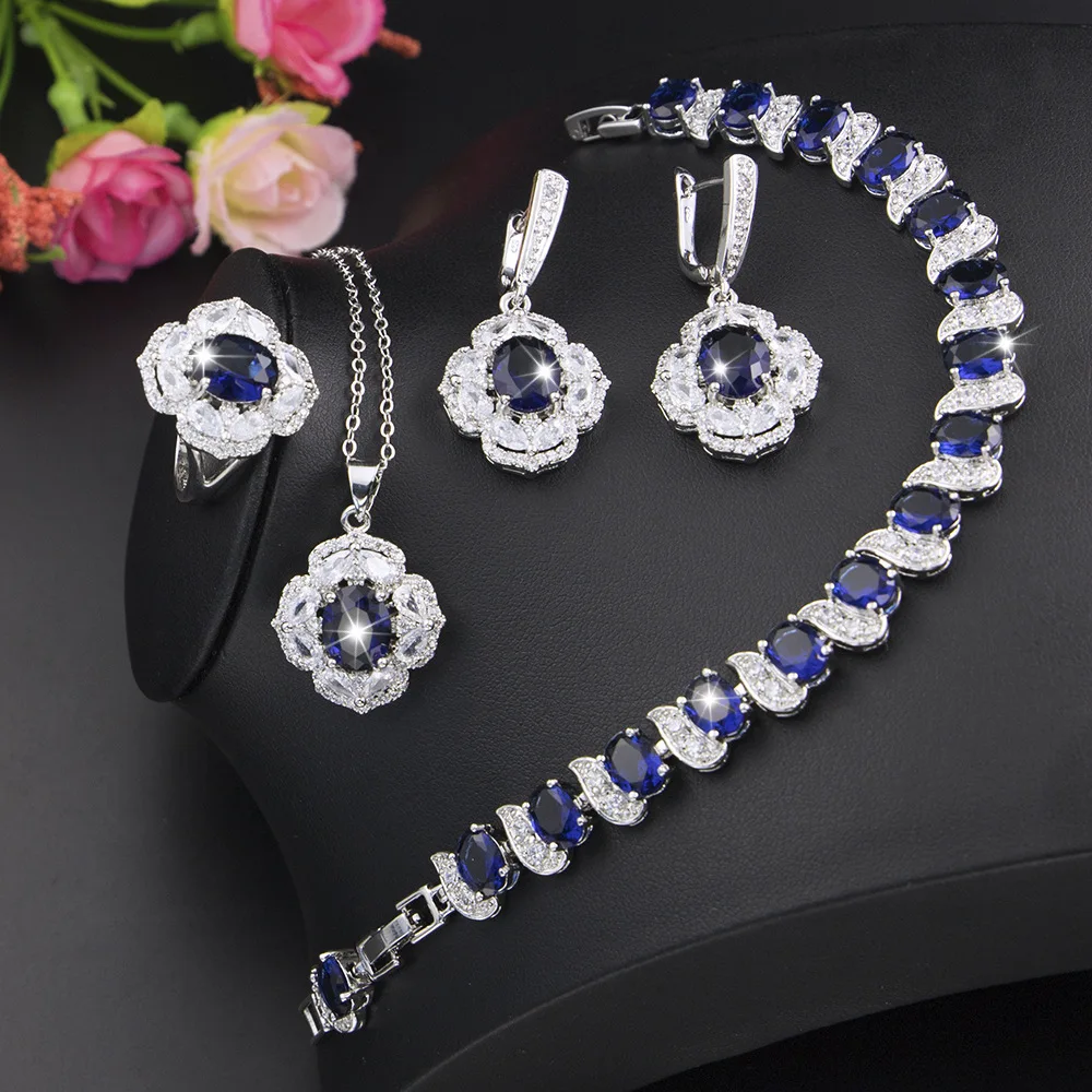 Funmode Fashion Blue Cubic Zircon Flower Shape Bridal Wedding Jewelry Sets For Women bijoux femme Accessories Wholesale FS117
Funmode Fashion Blue Cubic Zircon Flower Shape Bridal Wedding Jewelry Sets For Women bijoux femme Accessories Wholesale FS117