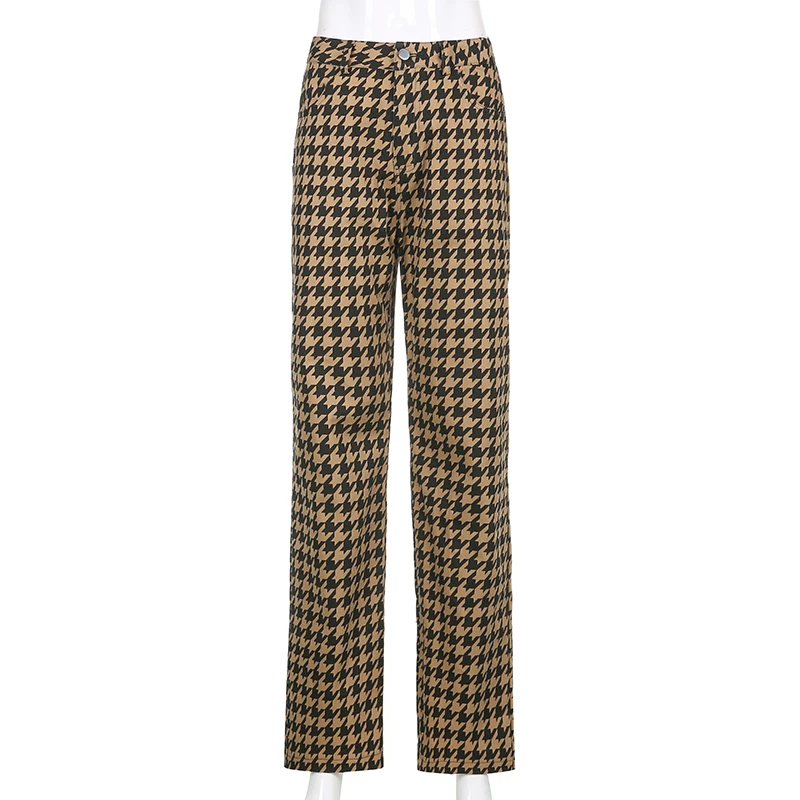 High Waisted Plaid Sweatpants Brown Houndstooth Print Vintage Pants Fashion Women 2021New Harajuku Long Trousers Capris
High Waisted Plaid Sweatpants Brown Houndstooth Print Vintage Pants Fashion Women 2021New Harajuku Long Trousers Capris