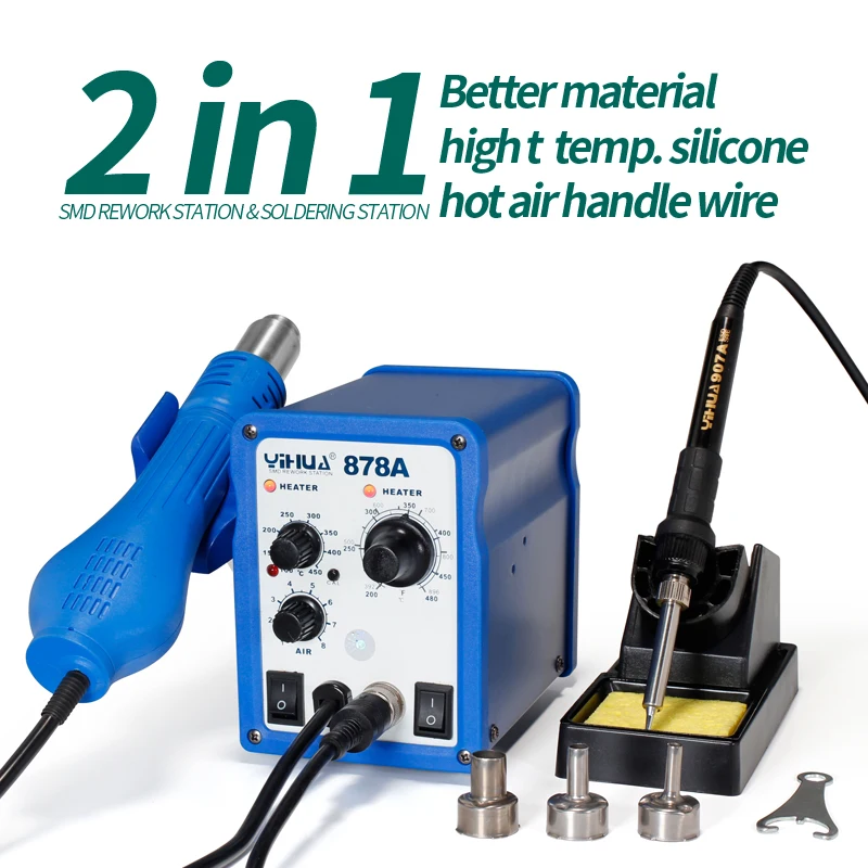 YIHUA 878A 700W Soldering Stations Portable Handheld Temperature Controlled Air Soldering Station Welding Tool Free shippinG
YIHUA 878A 700W Soldering Stations Portable Handheld Temperature Controlled Air Soldering Station Welding Tool Free shippinG