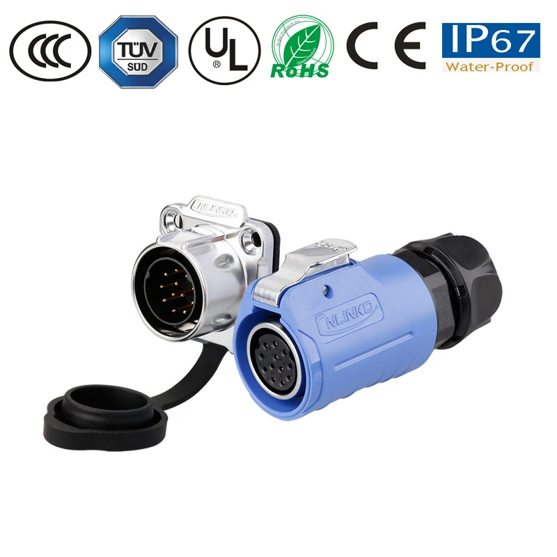Водонепроницаемый разъем M20 12 pin IP67 power pastic & металлический круглая розетка штекер