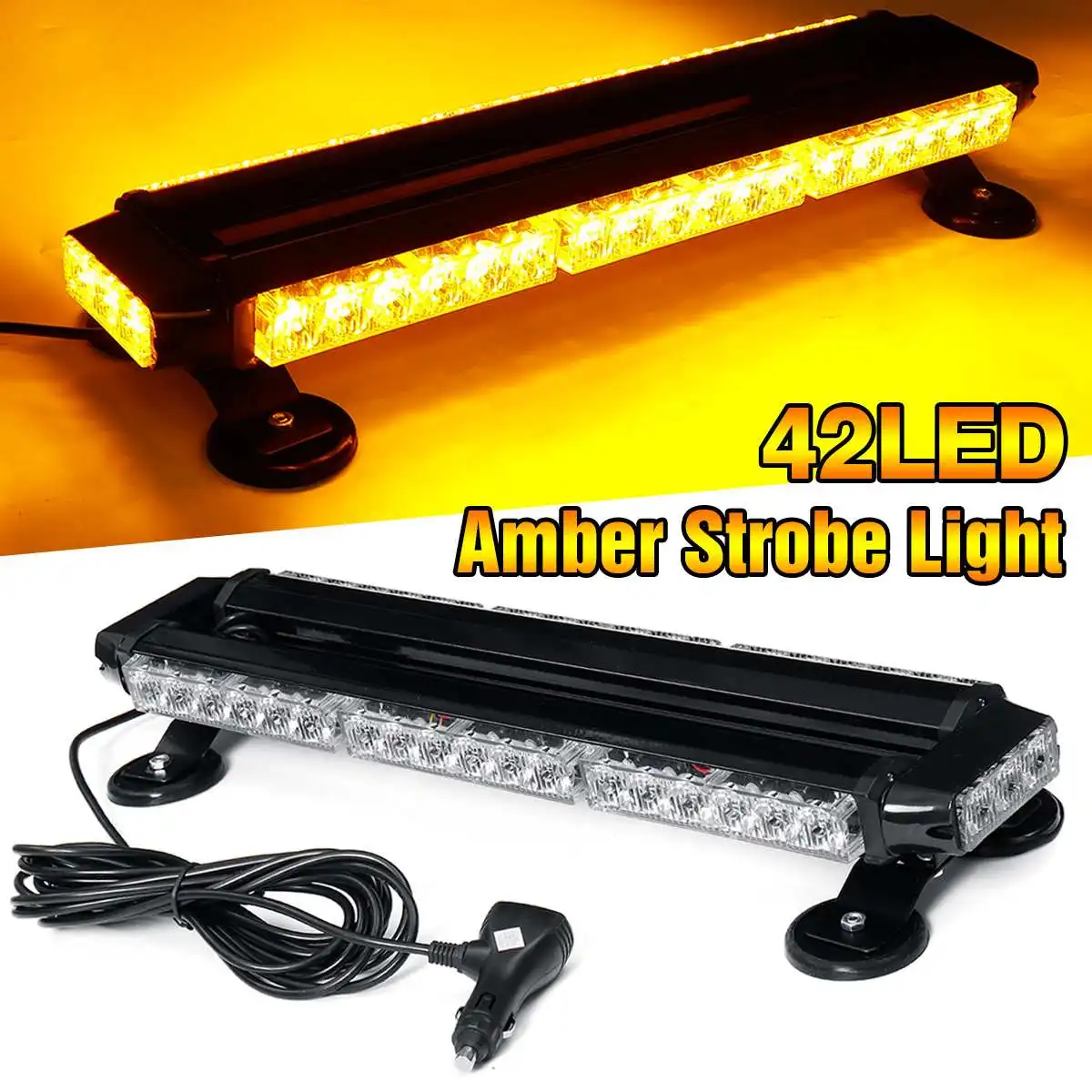 

Universal 42LED Amber Traffic Advisor Double Side Strobe Flash Lamp Light Bar Warning Flashing Singal Light Waterproof