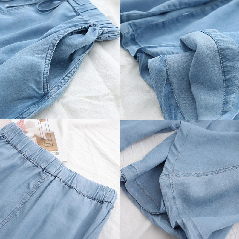 Women's Shorts Plus Size Blue Elastic Waist Tencel Silk Loose Casual Wide Leg Short Pants Solid Color Summer Shorts for Women
Women's Shorts Plus Size Blue Elastic Waist Tencel Silk Loose Casual Wide Leg Short Pants Solid Color Summer Shorts for Women