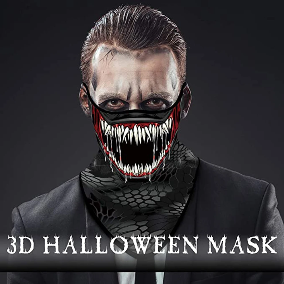 

3D Venom Neck Scarf With Ear Loops Triangle Mask Bandana Cycling Face Cover Joker Balaclava Braga Cuello Anonymous Punisher Army