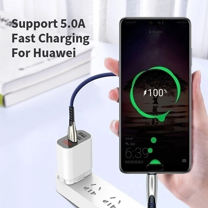 Зарядный кабель Micro USB Type-c в оплетке из цинкового сплава для Huawei P20 P30 Pro Honor 7A 7C 8A 6C 6A