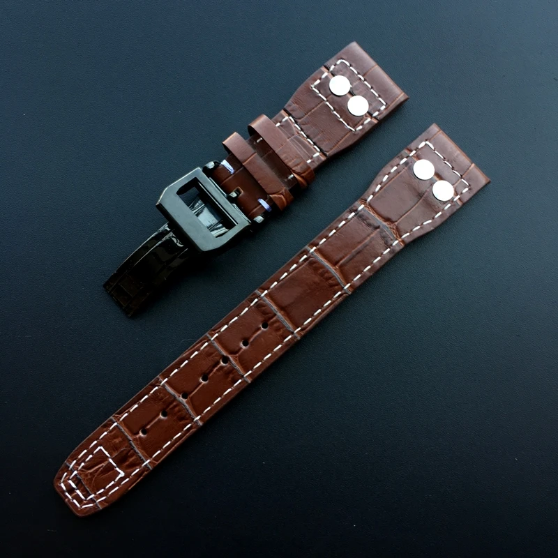 22mm Dark Brown Black Men Genuine Leather with Rivet Watchband Replace for IWC Big Pilot Deployant Clasp Watch Strap Bracelet
22mm Dark Brown Black Men Genuine Leather with Rivet Watchband Replace for IWC Big Pilot Deployant Clasp Watch Strap Bracelet