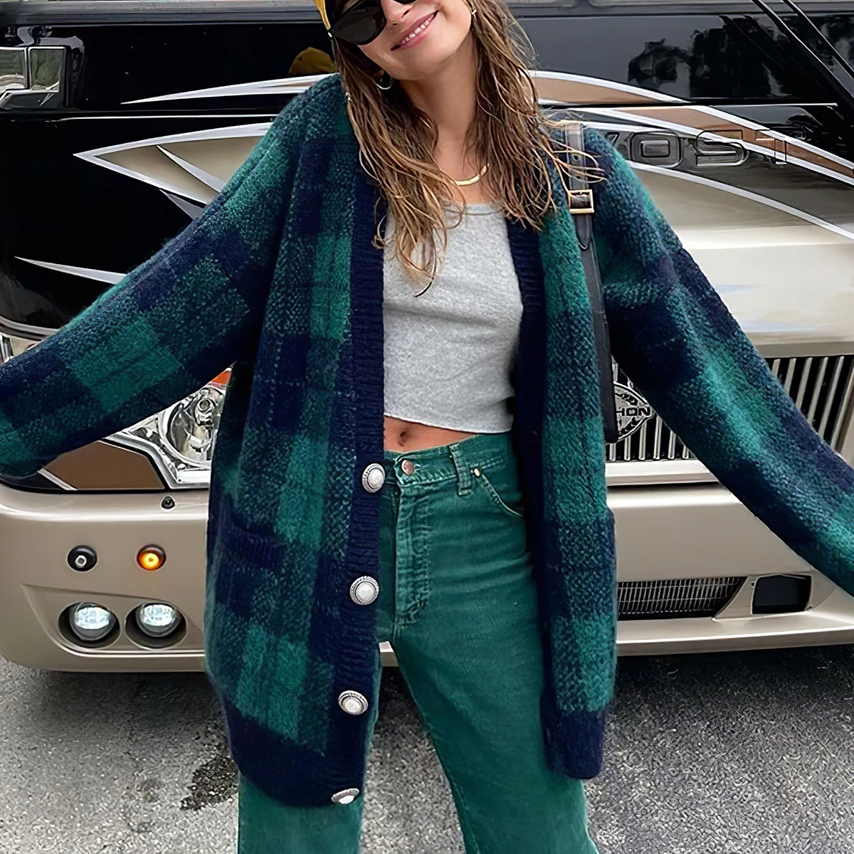 Pirate Hippie Plaid Mohair Cardigan Sweaters Woman Long Sleeve Chic Buttons Sweater Casual Vintage Classic Outerwear Coat Tops
Pirate Hippie Plaid Mohair Cardigan Sweaters Woman Long Sleeve Chic Buttons Sweater Casual Vintage Classic Outerwear Coat Tops