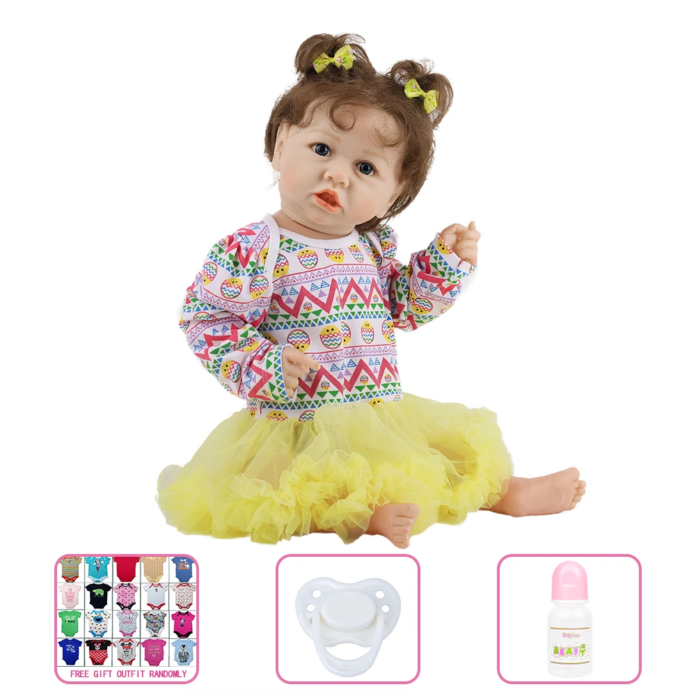 23'' 58CM Realistic Reborn Baby Girl Doll Silicone Vinyl Adorable Girl Baby Toy Wear Cowboy Romper Kid Birthday Gift
23'' 58CM Realistic Reborn Baby Girl Doll Silicone Vinyl Adorable Girl Baby Toy Wear Cowboy Romper Kid Birthday Gift