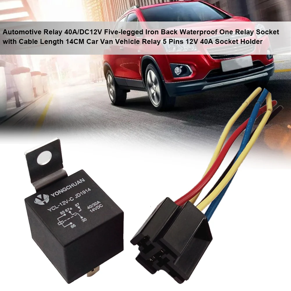 Automotive Relay 40A/DC12V Five-legged Iron Back Waterproof One Relay Socket with Cable Length 14CM Car Van Vehicle Relay 5 Pins
Automotive Relay 40A/DC12V Five-legged Iron Back Waterproof One Relay Socket with Cable Length 14CM Car Van Vehicle Relay 5 Pins