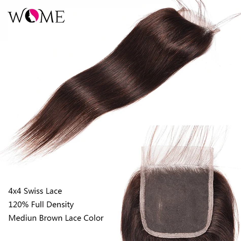 Wome Brazilian Human Hair Bundles with Closure Remy Hair Straight Bundles with Closure #2 Dark Brown Hair
Wome Brazilian Human Hair Bundles with Closure Remy Hair Straight Bundles with Closure #2 Dark Brown Hair