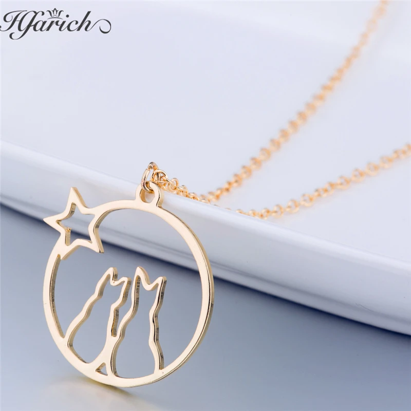 Hfarich Night Double Cat Shape Stainless Steel Necklace 2021 New Fashion Pendant Necklace Star Choker Jewelry For Women Keepsake
Hfarich Night Double Cat Shape Stainless Steel Necklace 2021 New Fashion Pendant Necklace Star Choker Jewelry For Women Keepsake