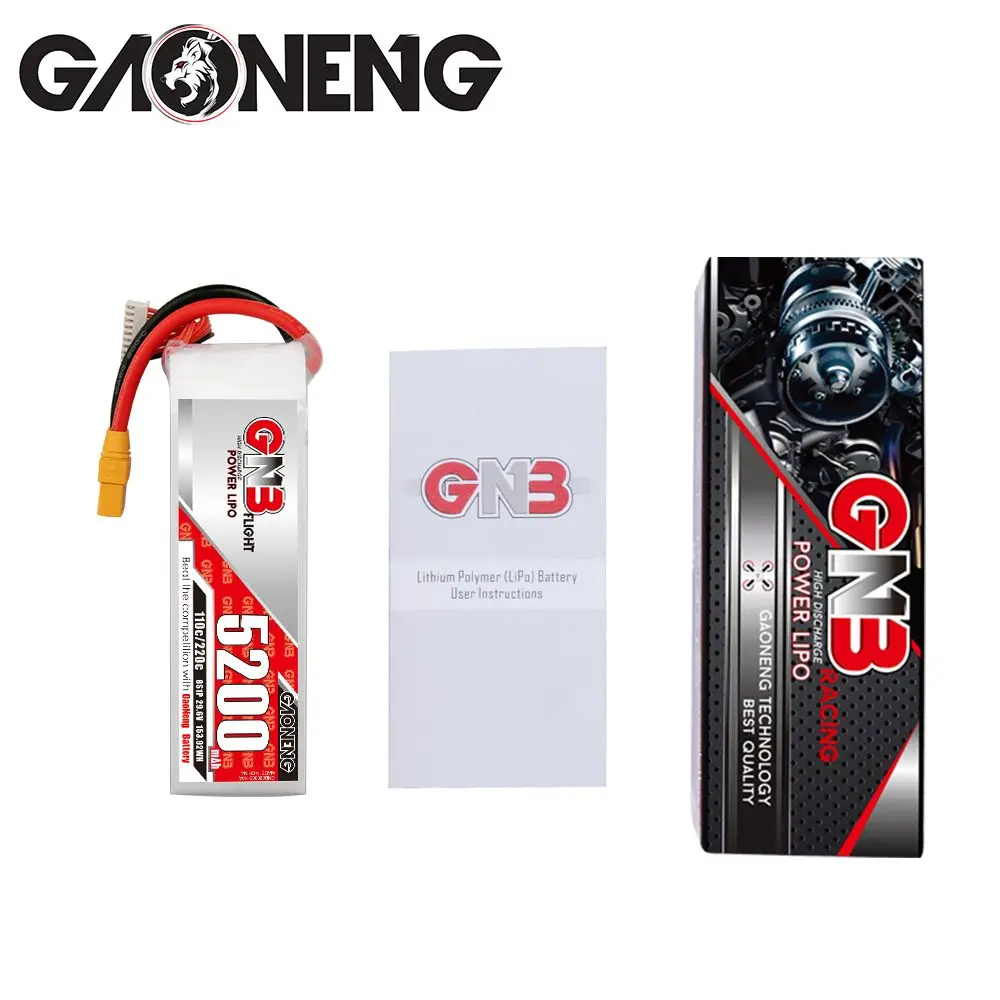 Gaoneng GNB 29.6V 5200mAh T/XT60/XT90/EC5/TRX Plug 110C 8S LiPo Battery for FPV Racing RC Drone Quadcopter Accessories Part
Gaoneng GNB 29.6V 5200mAh T/XT60/XT90/EC5/TRX Plug 110C 8S LiPo Battery for FPV Racing RC Drone Quadcopter Accessories Part