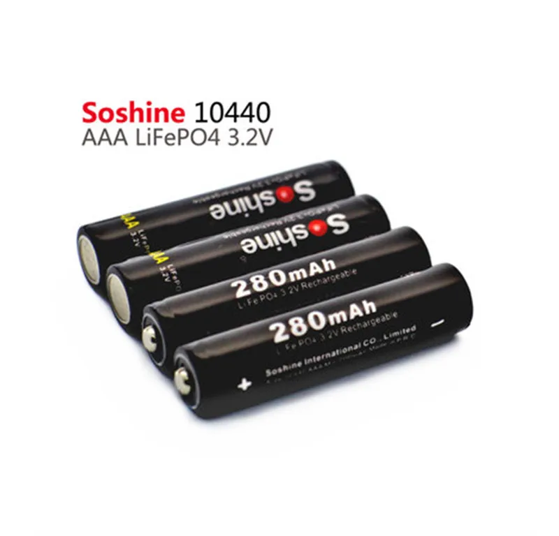 

4pcs Soshine 10440 280mAh 3.2V LiFePO4 Rechargeable AAA Battery + Portable Battery Box + 2pcs Battery Connectors