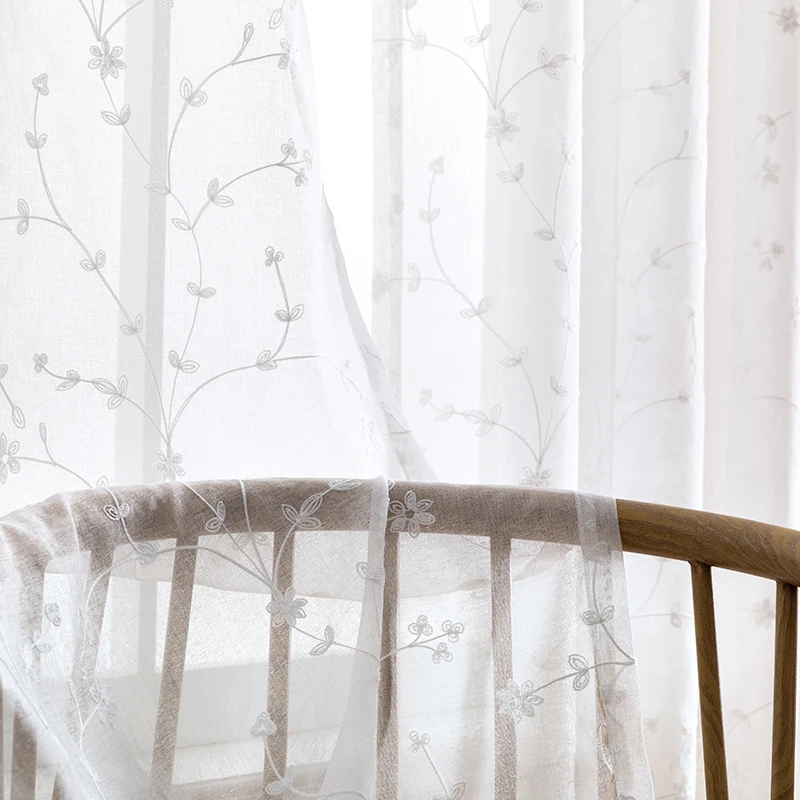 XTMYI White Floral Embroidered Sheer Tulle Curtains for Living Room Pastoral Window Voile Curtain for Bedroom Custom Drapes 
XTMYI White Floral Embroidered Sheer Tulle Curtains for Living Room Pastoral Window Voile Curtain for Bedroom Custom Drapes