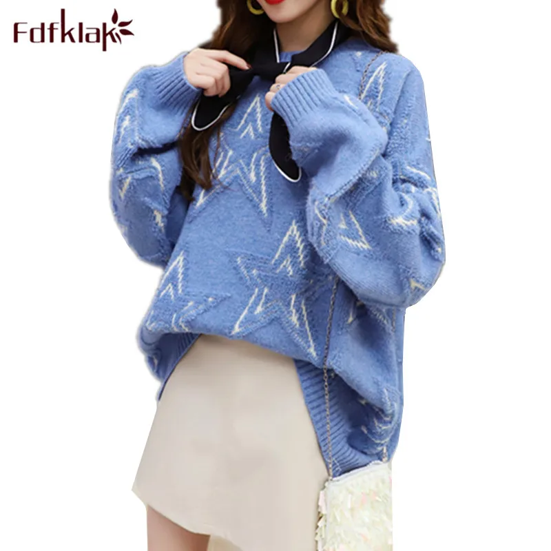 Winter New Women's Pullovers Sweaters Fashion Loose Knit Top Full Sleeve Korean Casual Female Tops Star Print Christmas Sweater
Winter New Women's Pullovers Sweaters Fashion Loose Knit Top Full Sleeve Korean Casual Female Tops Star Print Christmas Sweater