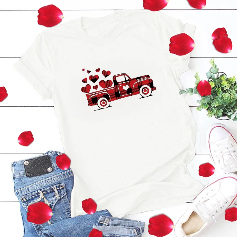 Valentine's Day Short Sleeve Loose Neck Cotton Woman Tshirts Tops Casual Street Style Unsix T Shirt for Lover Mujer Camisetas
Valentine's Day Short Sleeve Loose Neck Cotton Woman Tshirts Tops Casual Street Style Unsix T Shirt for Lover Mujer Camisetas