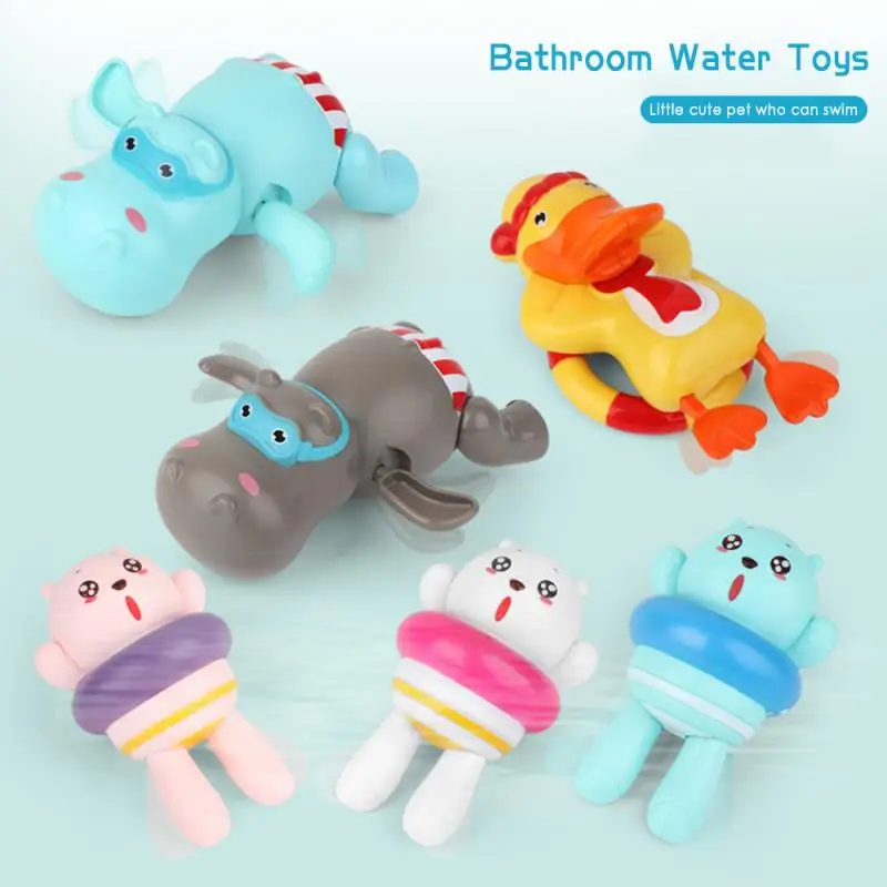 

Детские игрушки для купания в бассейне, милый мультяшный медведь-Бегемот, утка, игрушки для ванной комнаты, забавные детские развивающие иг...