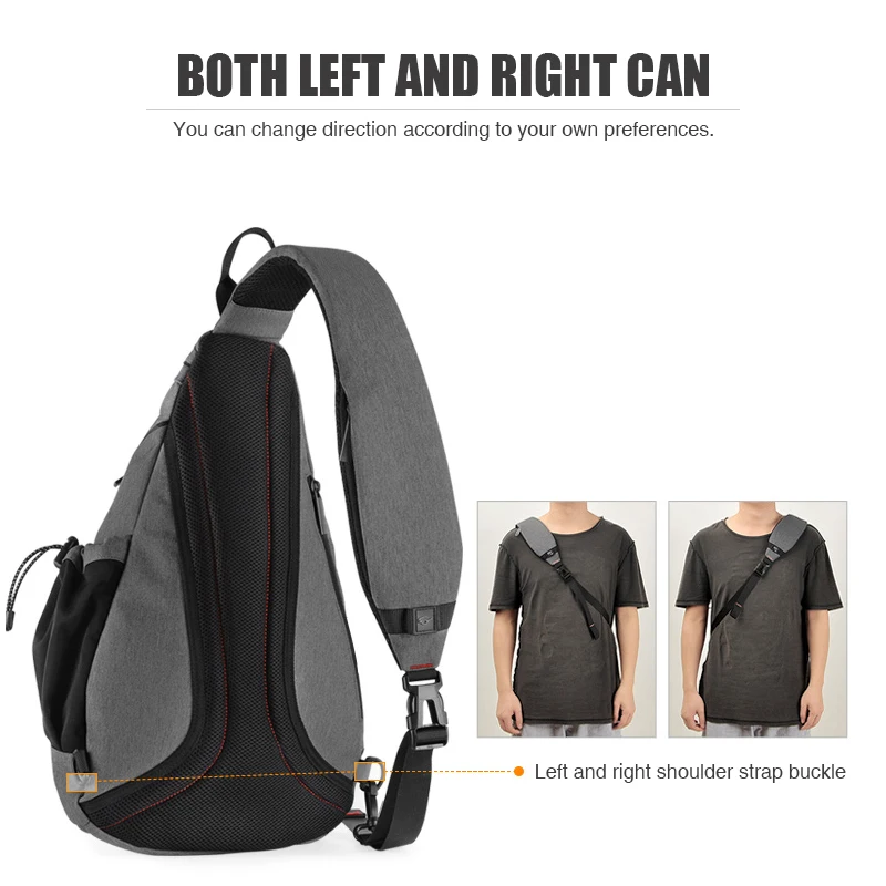 Mixi Men One Shoulder Backpack Women Sling Bag Crossbody USB Boys Cycling Sports Travel Versatile Fashion Student School |