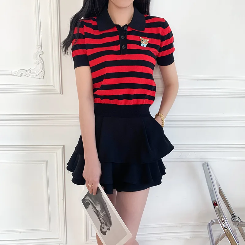 Cute Striped Polo Shirt Ladies Embroidered Cat Portrait Short-Sleeved T-Shirt Slim Black Red Top Tee Clothes Summer 2021
Cute Striped Polo Shirt Ladies Embroidered Cat Portrait Short-Sleeved T-Shirt Slim Black Red Top Tee Clothes Summer 2021