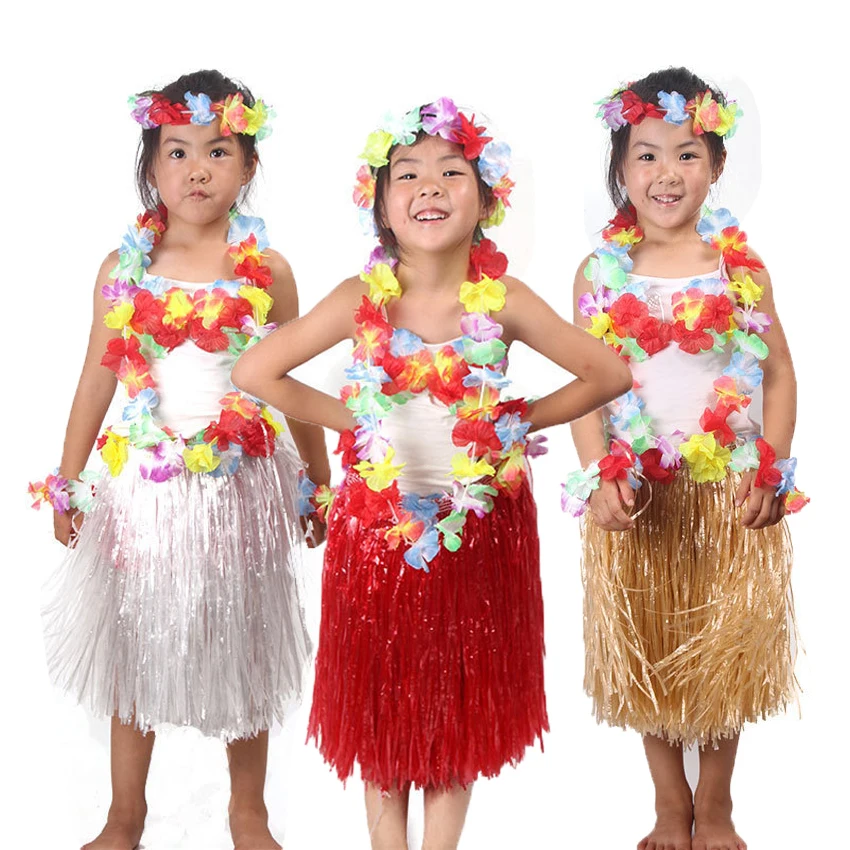 Фото Взрослые дети Начальная школа Униформа Гавайские танец хула костюмы трава