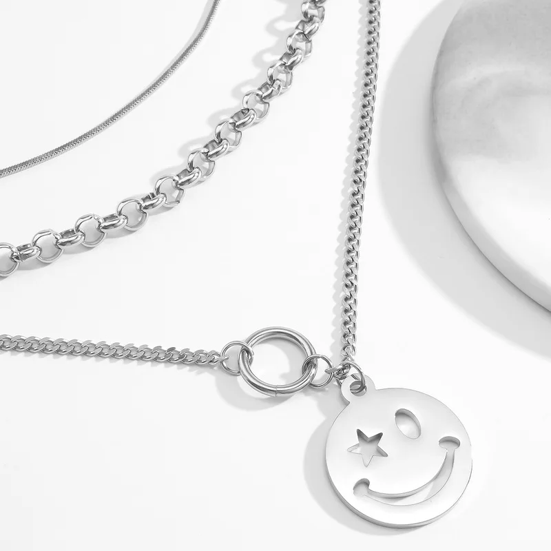 POTCET Unisex Stainless Steel Multilayer Smiley Titanium Steel Necklace Pendant Geometric Fashion Hip Hop Party Jewelry
POTCET Unisex Stainless Steel Multilayer Smiley Titanium Steel Necklace Pendant Geometric Fashion Hip Hop Party Jewelry