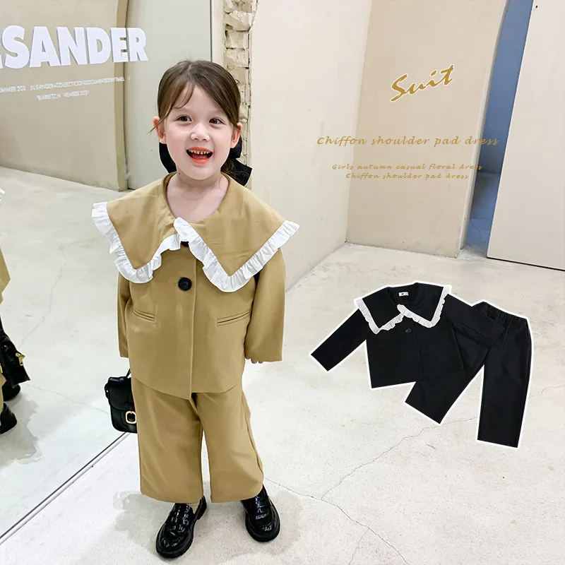 Girls' Two-Piece Suit 2021 Fashionable New Autumn Clothing Children's Suit Sailor Collar Lapel Suit Two-Piece Suit Fashion
Girls' Two-Piece Suit 2021 Fashionable New Autumn Clothing Children's Suit Sailor Collar Lapel Suit Two-Piece Suit Fashion