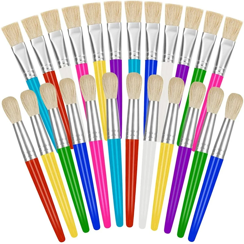 Toddler Paint Brushes 24 Pack, Hog Bristle Round and Flat Preschool Paint Brushes for Washable Paint Acrylic Paint
Toddler Paint Brushes 24 Pack, Hog Bristle Round and Flat Preschool Paint Brushes for Washable Paint Acrylic Paint