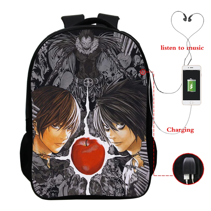 Death Note Printed Bookpacks Men Rucksack Women Men 16 Inch USB Backpack 3d Teenager Boys Girls School Bag Children Schoolbag
Death Note Printed Bookpacks Men Rucksack Women Men 16 Inch USB Backpack 3d Teenager Boys Girls School Bag Children Schoolbag