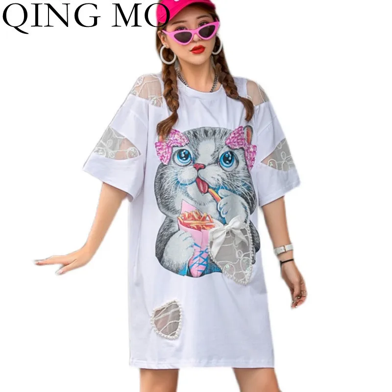 QING MO Cartoon Print Loose Large Size Short Sleeve Women T-shirt 2021 Summer New Beaded Fashion Women T-shirt White ZWL122
QING MO Cartoon Print Loose Large Size Short Sleeve Women T-shirt 2021 Summer New Beaded Fashion Women T-shirt White ZWL122