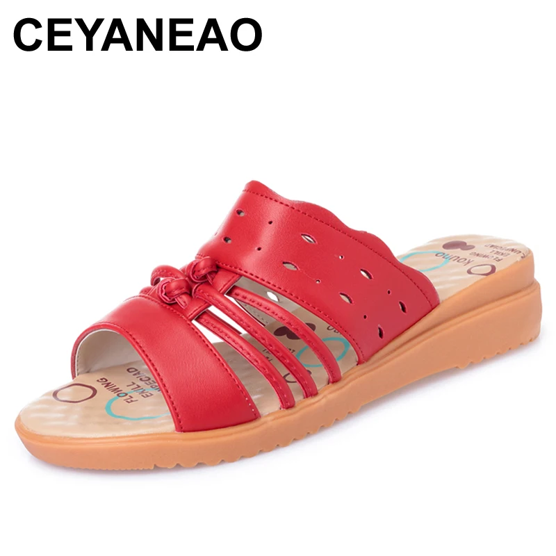 Сланцы CEYANEAO женские кожаные, Повседневная пляжная обувь для мам, однотонные шлепанцы на танкетке, летняя обувь
Сланцы CEYANEAO женские кожаные, Повседневная пляжная обувь для мам, однотонные шлепанцы на танкетке, летняя обувь
